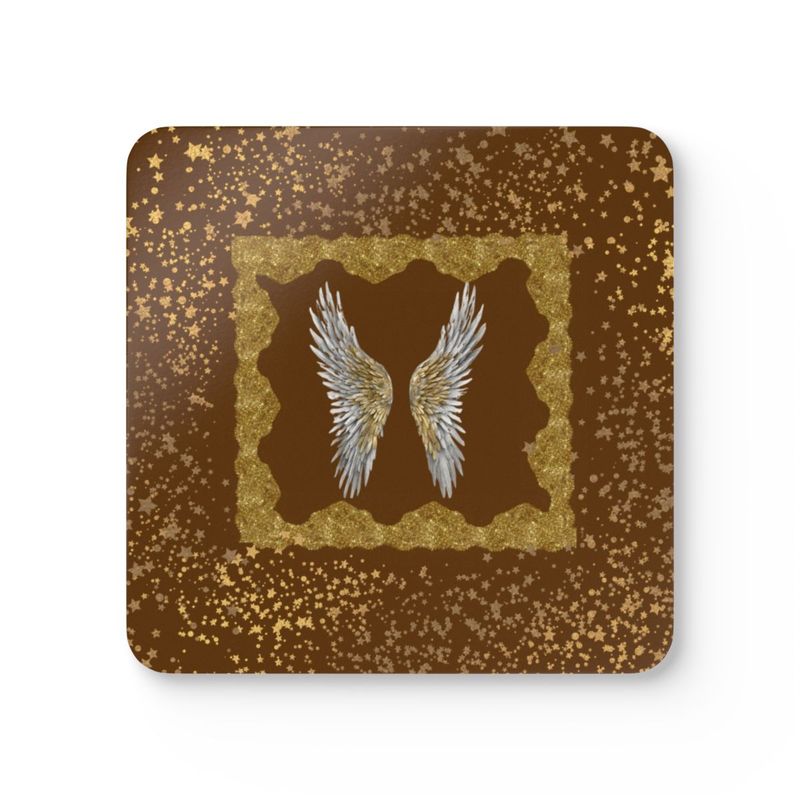 Golden Angel Corkwood Coaster Set Brown