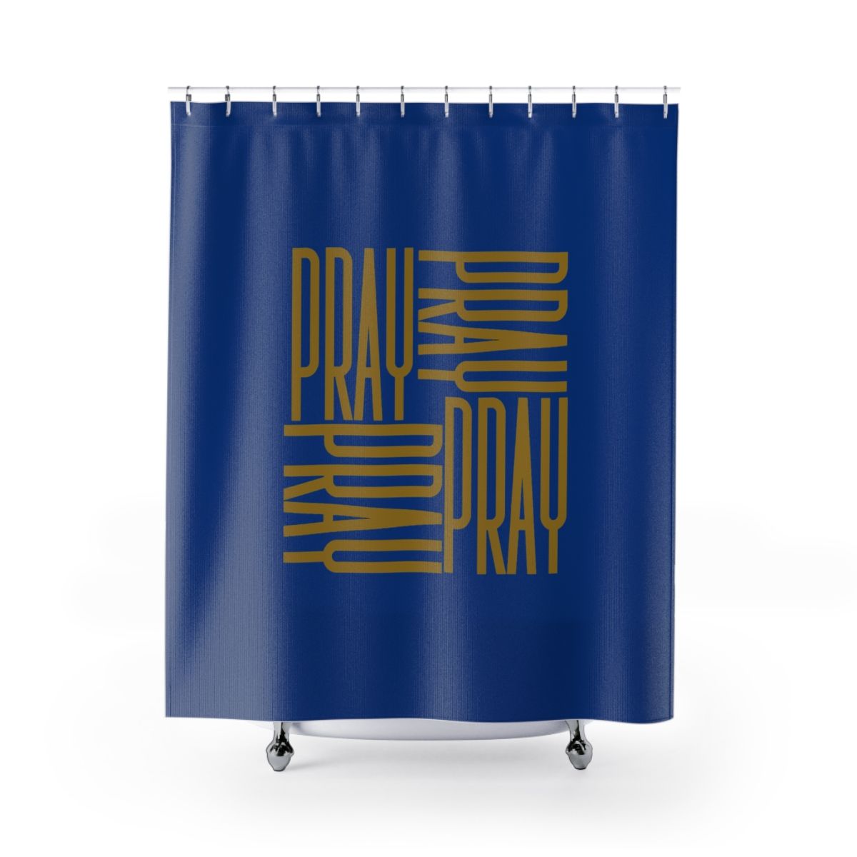 Pray  Shower Curtain Dark Blue