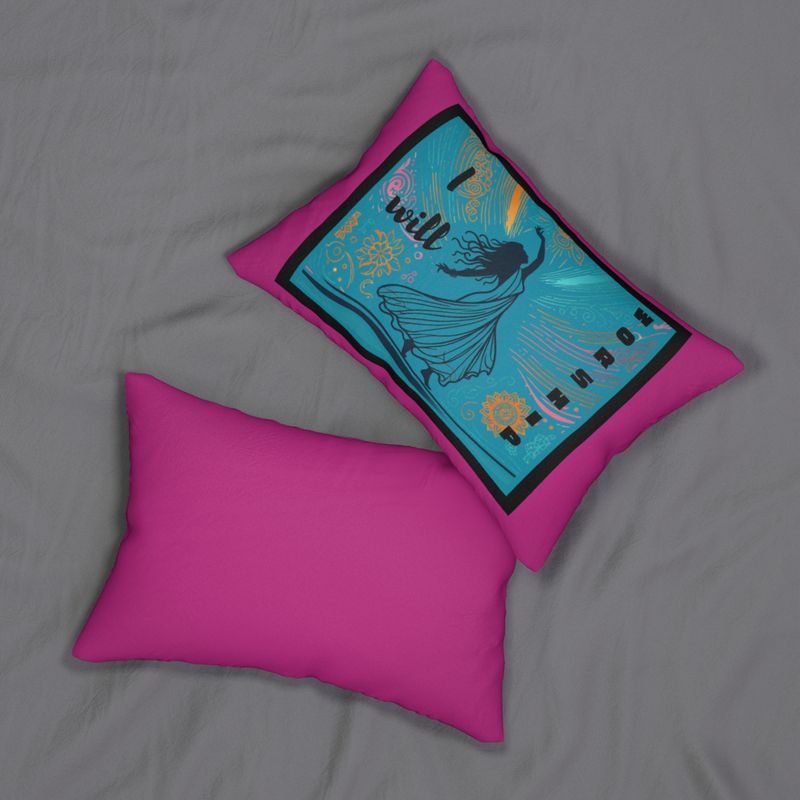 She Will Worship Spun Polyester Lumbar Pillow Dark Pink ( matching mug/coaster set)
