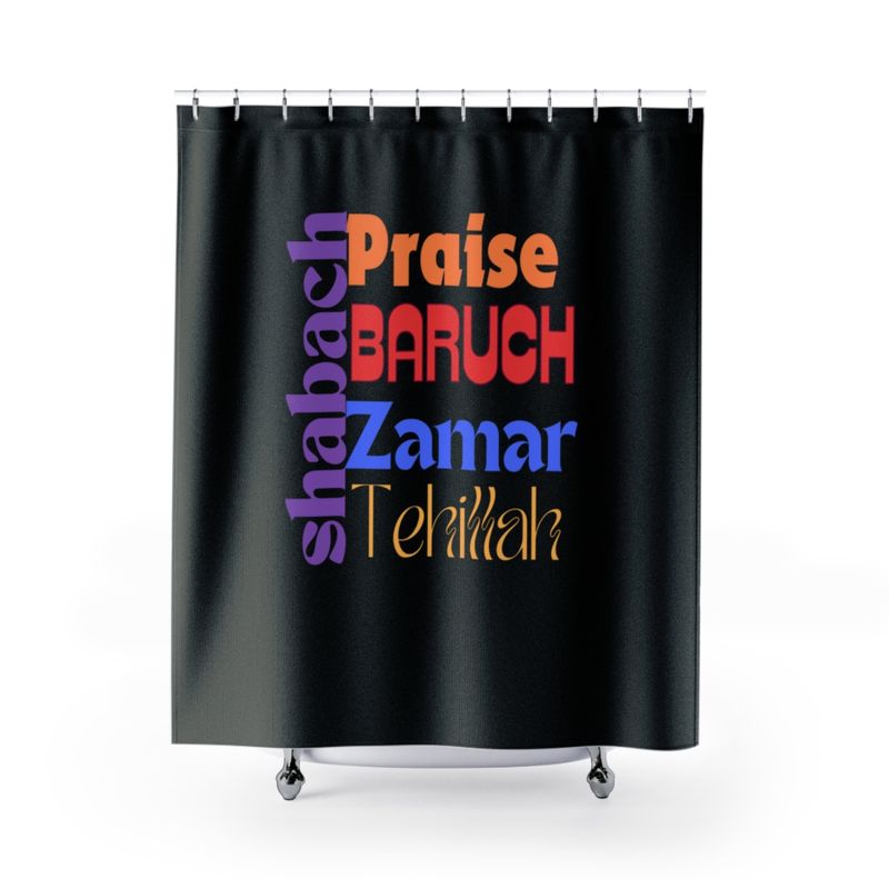 Praise Shower Curtain(Black)