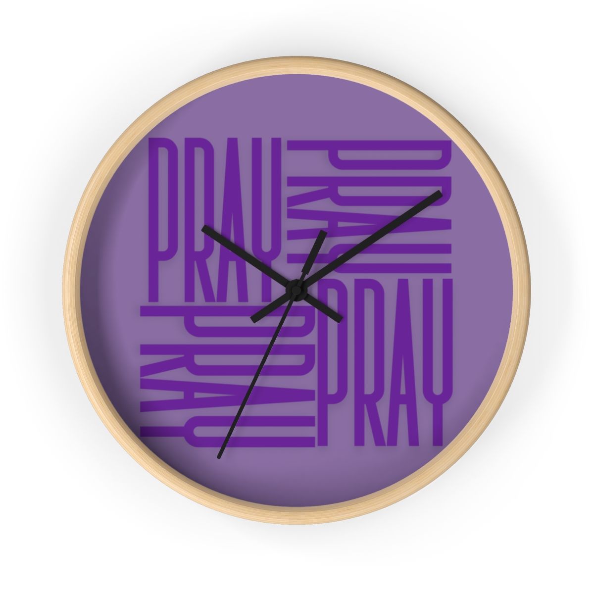 Pray Round Wood Wall Clock(Purple)