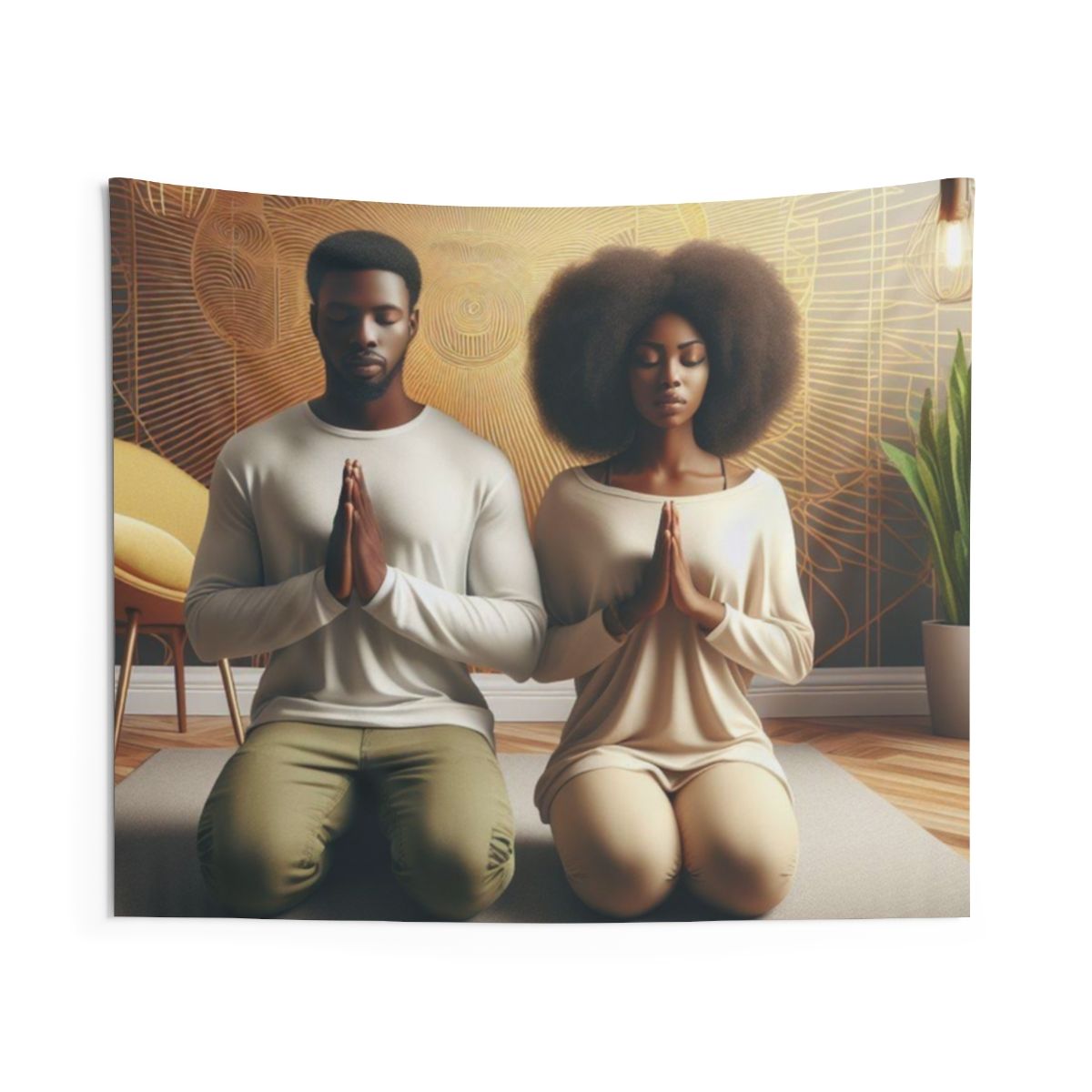 Praying Couple Wall Tapestry