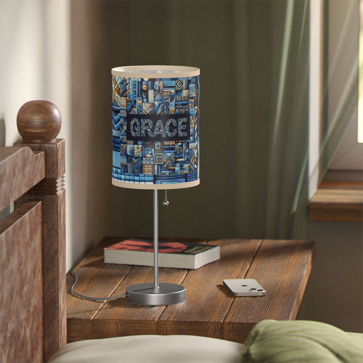 Grace Ethnic Lamp on a Stand (Blue)