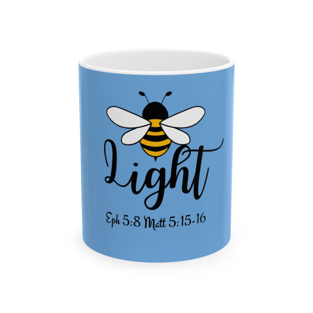 B Light Ceramic Mug, (11oz, 15oz) (Light Blue)