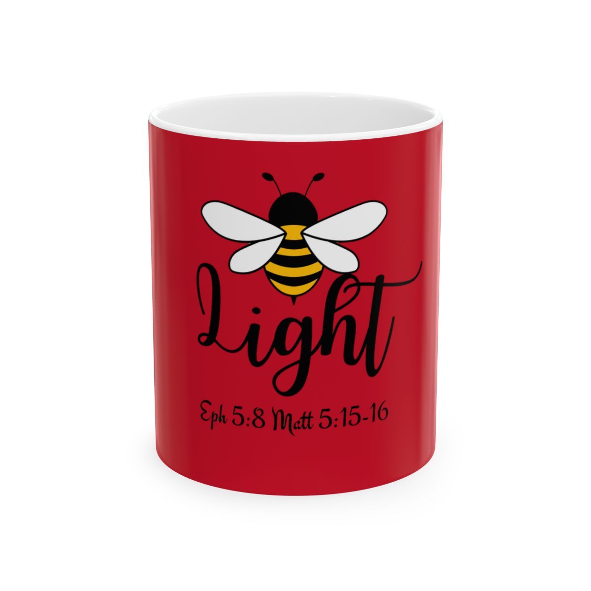 B Light Ceramic Mug, (11oz, 15oz) (Dark Red)