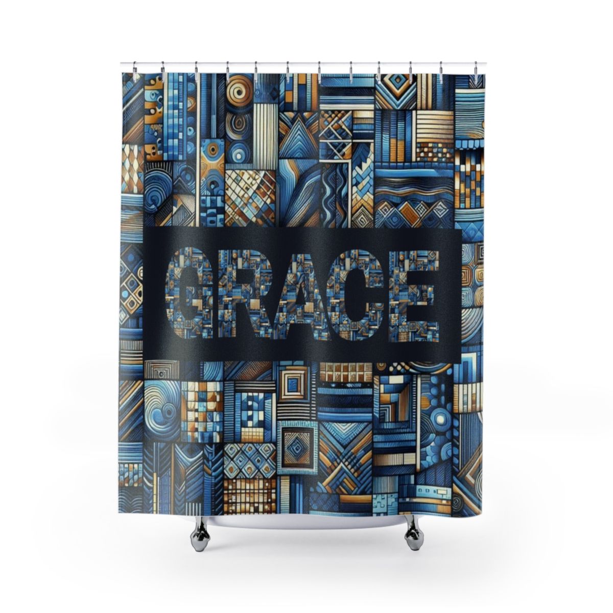 Grace Ethnic Shower Curtain (Blue)