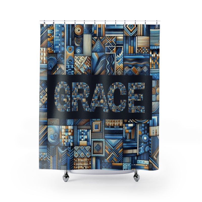 Grace Ethnic Shower Curtain (Blue)