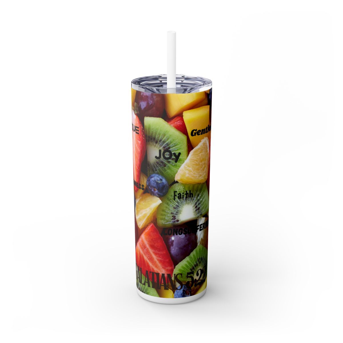 Fruit of the Spirit Skinny Tumbler with Straw, 20oz