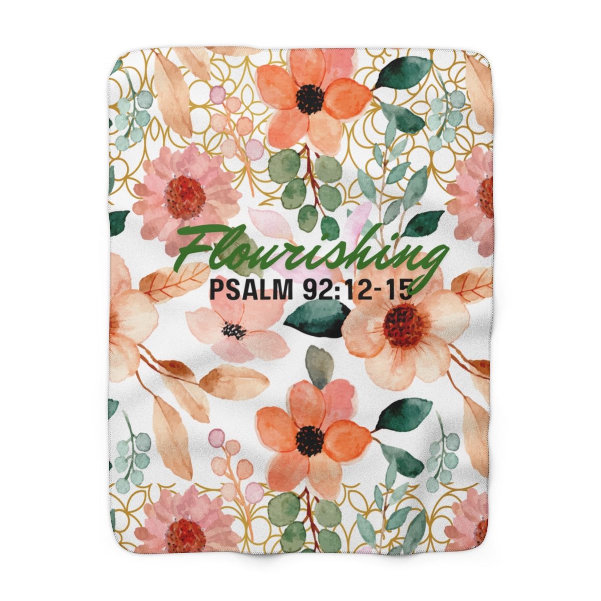 Flourishing Floral Sherpa Fleece Blanket(Peach)