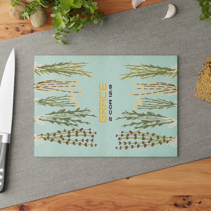 Grace Glass Cutting Board (Herbs) 2 sizes