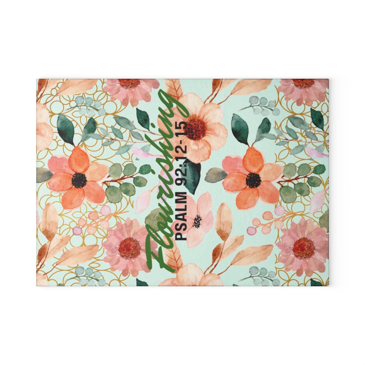 Flourishing Floral Glass Cutting Board (Peach) 2 Sizes