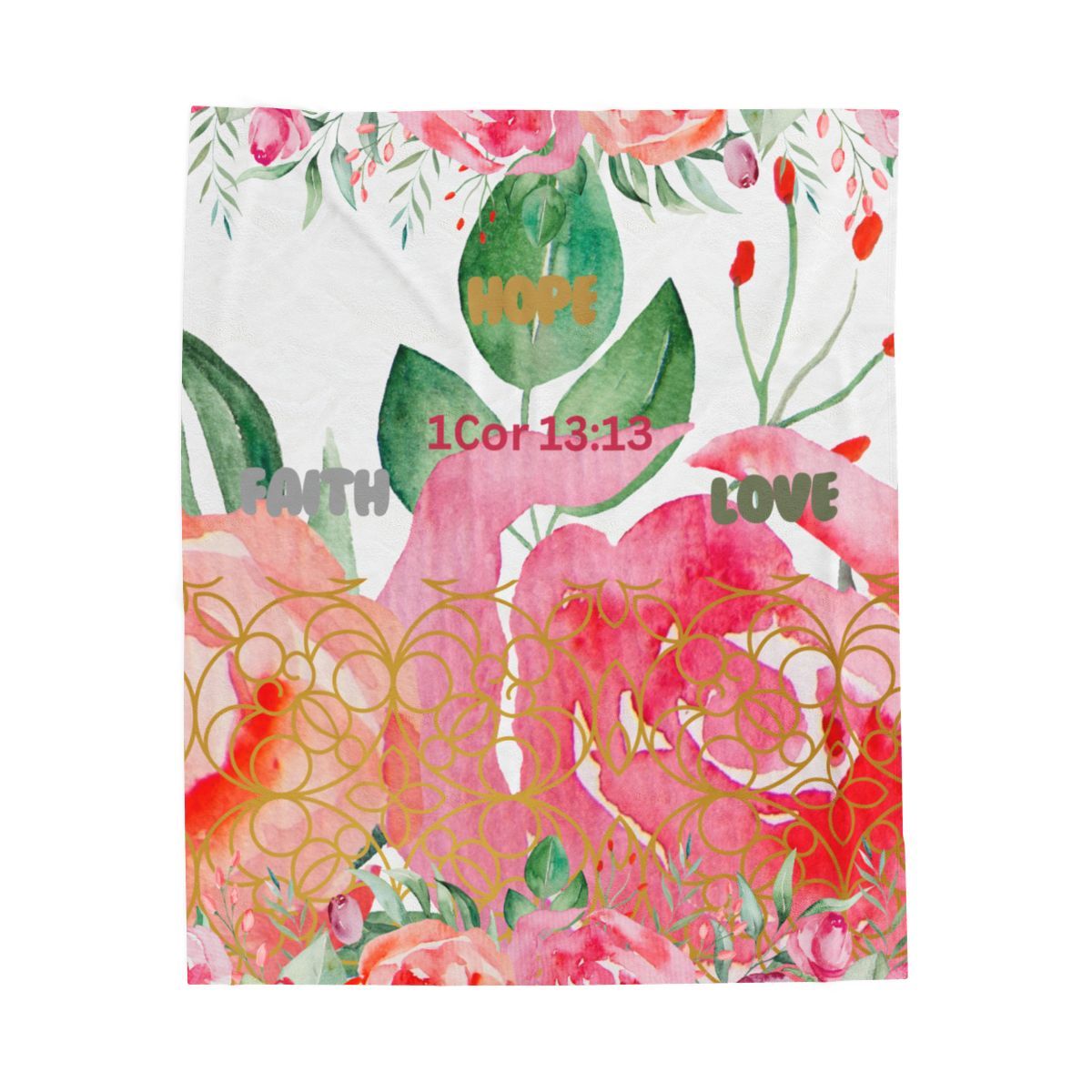 Faith Hope and Love Velveteen Plush Blanket