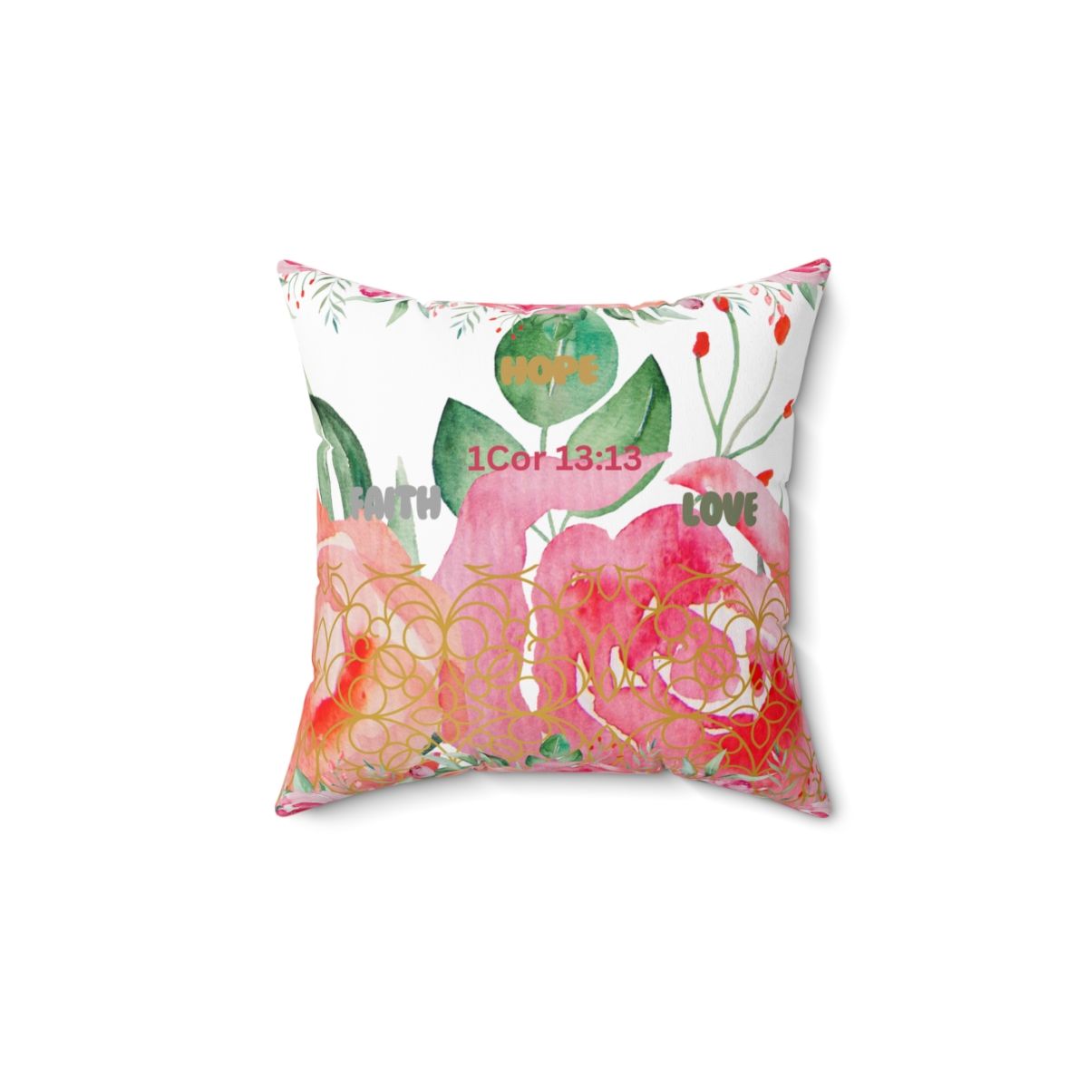 Faith Hope Love Spun Polyester Square Pillow 