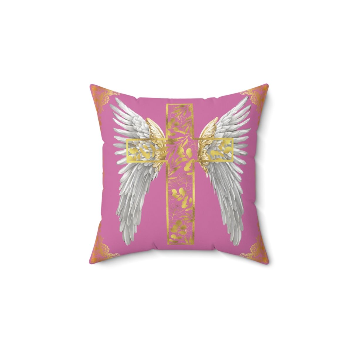 Cross Angel Wings Spun Polyester Square Pillow (available in 20 colors by order)