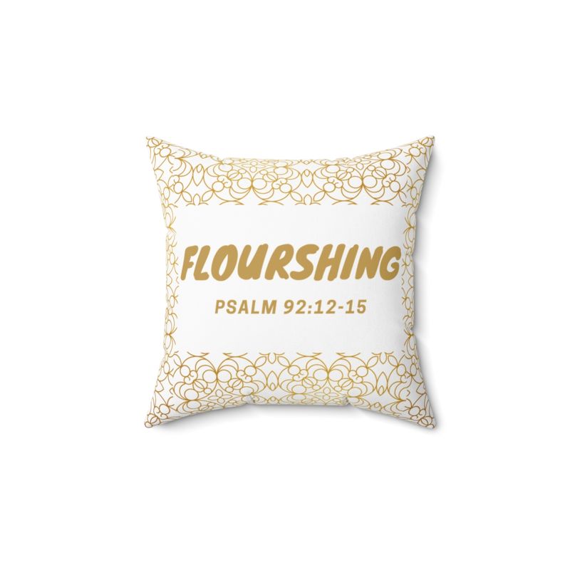 Flourishing Spun Polyester Square Pillow (White)