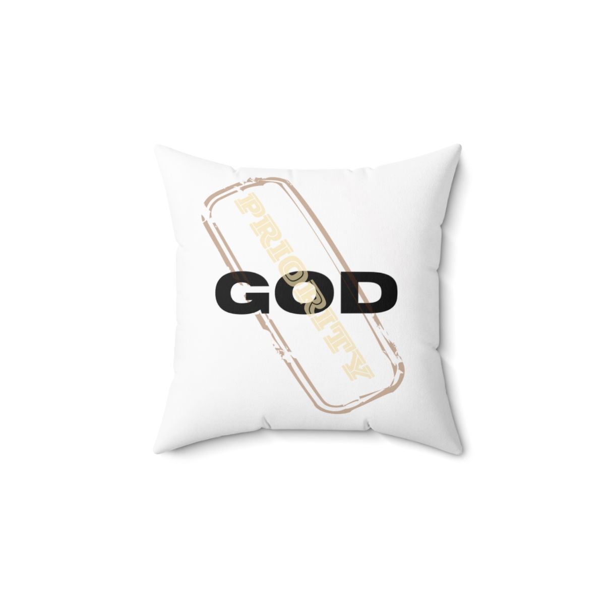 God Priority Spun Polyester Square Pillow (White)