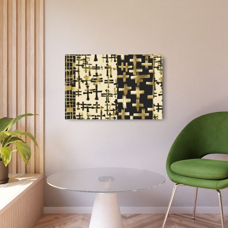 Gold and Black Cross Metal Art Sign