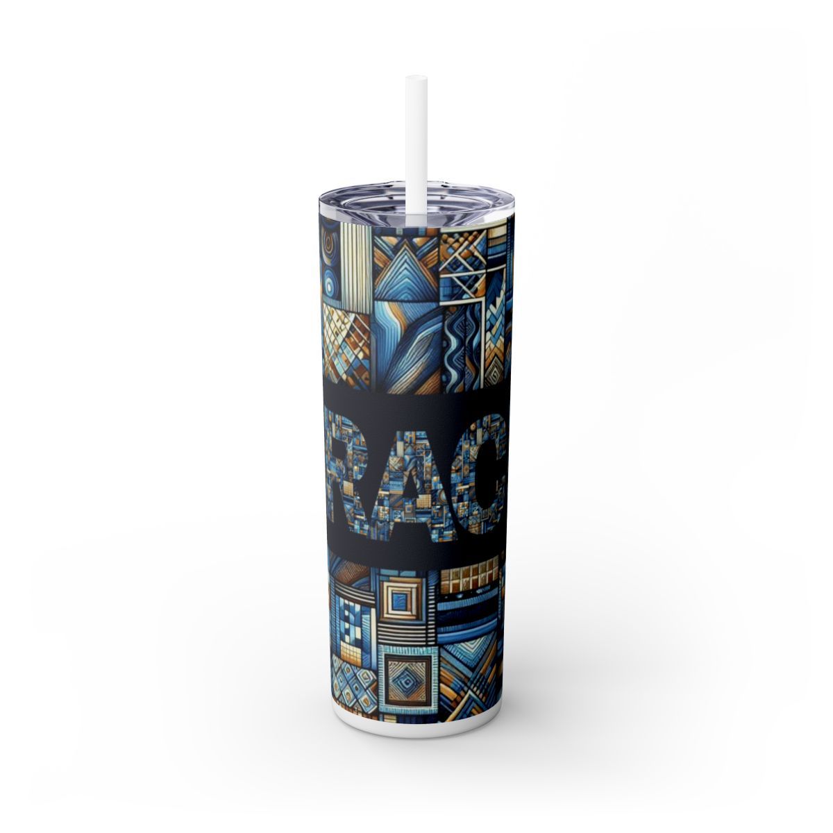 Grace Ethnic Skinny Tumbler(Blue) with Straw, 20oz