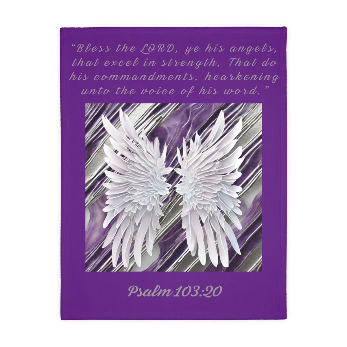 Bless the Lord Angels Velveteen Microfiber Blanket (Purple Two-sided) Wall Hanging