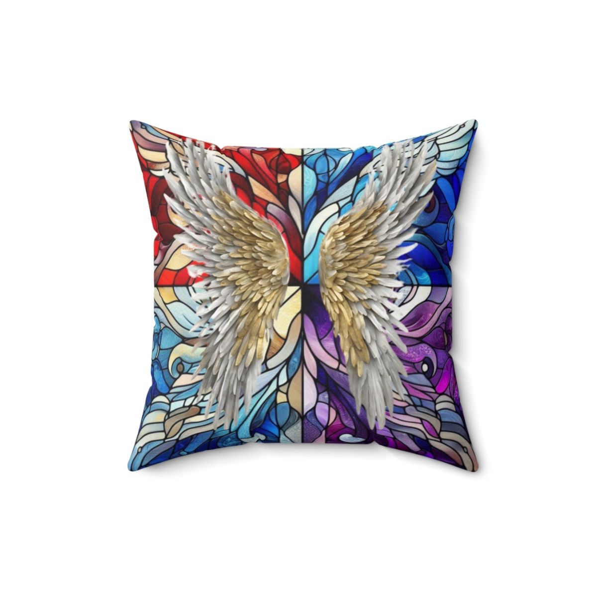 Temple Angel Faux Suede Square Pillow