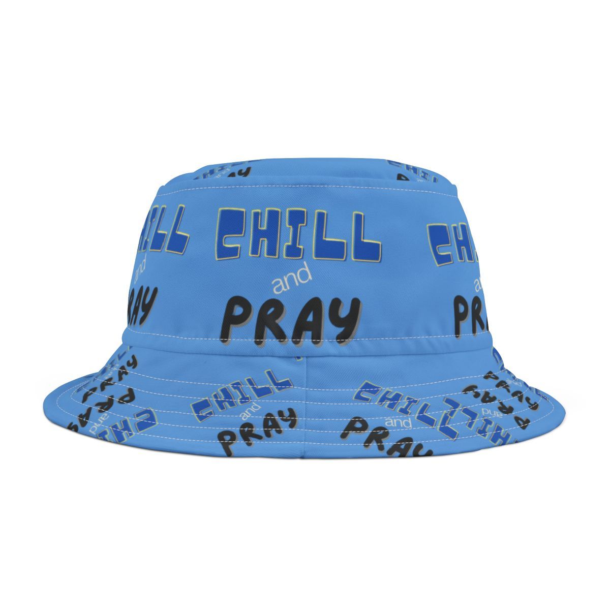 Chill and Pray Bucket Hat , Sizes: Small, Colors: White stitching