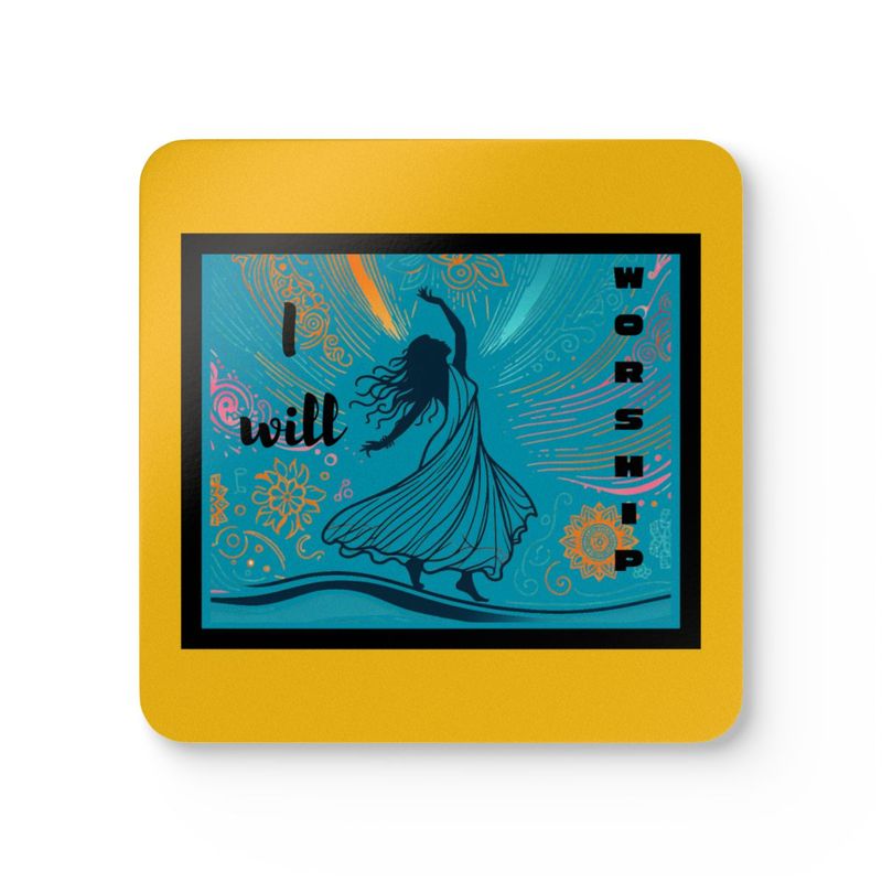 She will  Worship Corkwood Coaster Set Bright Yellow (matching mug and coaster set)