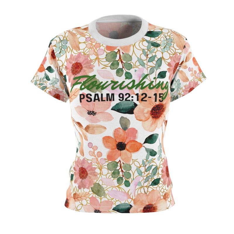 Women&#39;s Flourishing short sleeve T-shirt Peach Floral