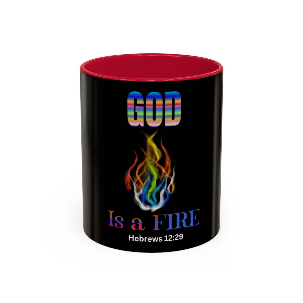 God is a Fire Colorful Mugs (11oz), Size: 11oz, Colors: Red