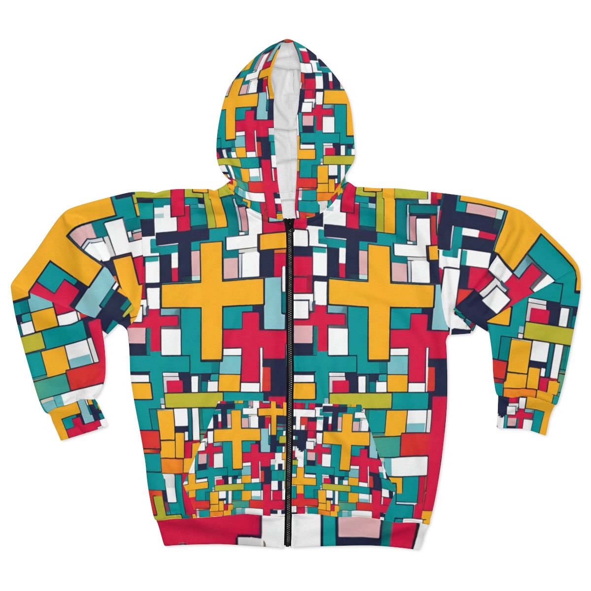 Colors Cross Unisex Zip Hoodie , Sizes: XS