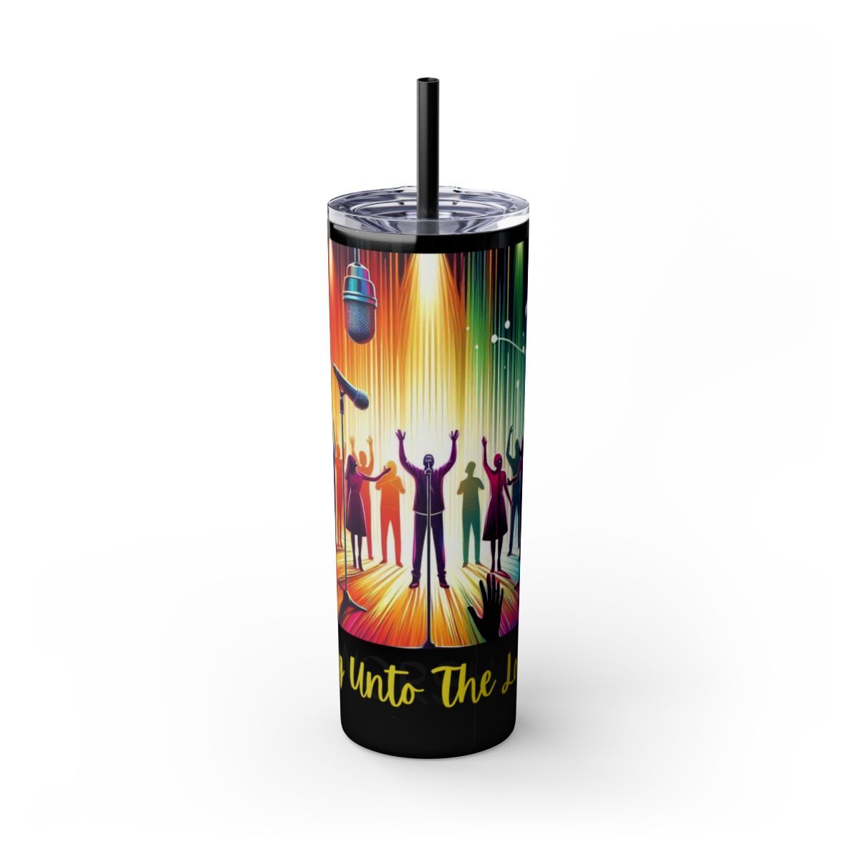 I Will Sing Tumbler with Straw, 20oz, Colors: Glitter Black, Size: 20oz, Finish: Glossy