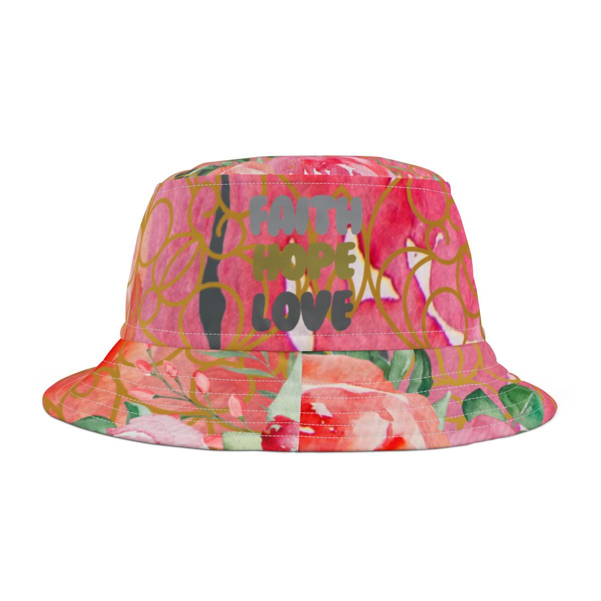 Faith Hope Love Bucket Hat , Sizes: Small, Colors: White stitching