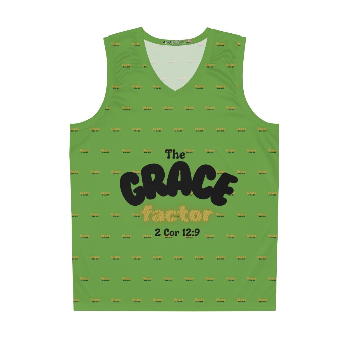 Grace Factor Basketball Jersey (Green), Sizes: XS, Seam color: Seam thread color automatically matched to design