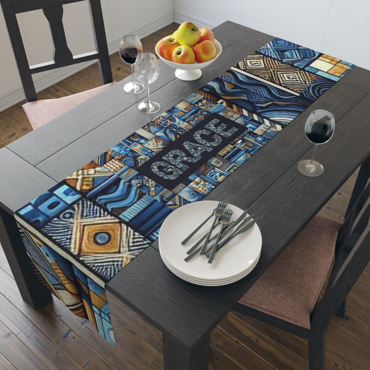 Grace Table Runner Ethnic Blue