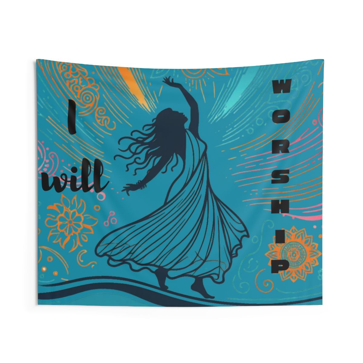 I WIll Worship Indoor Wall Tapestry, Sizes: 60&quot; × 50&quot;