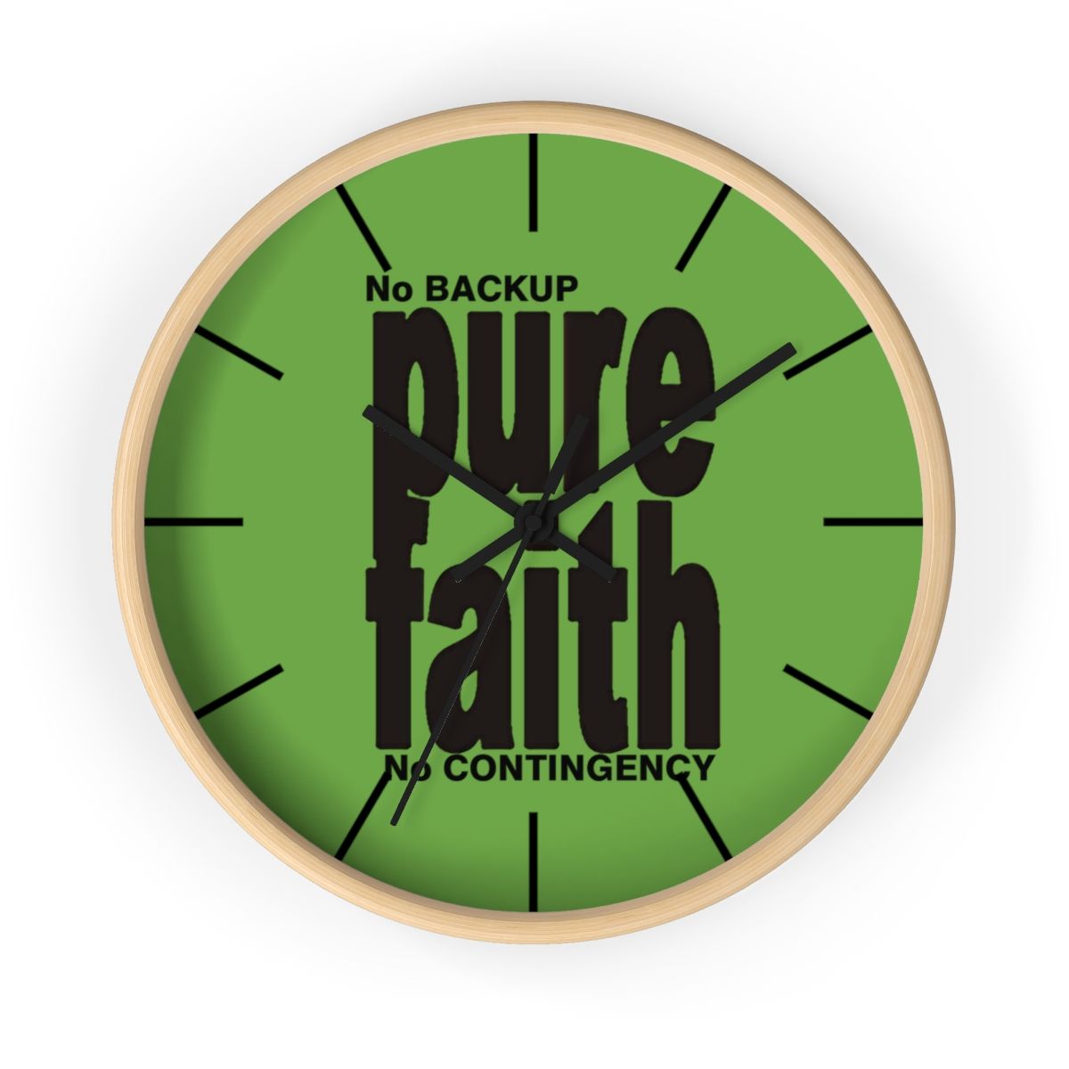 Pure Faith Wall Clock, Size: 10&quot;, Hand colors: Black, Base colors: Wooden Base