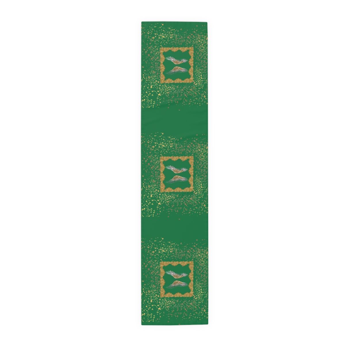 Golden Angel Table Runner (Dark Green), Sizes: 16&quot; × 72&quot;, Material: Polyester
