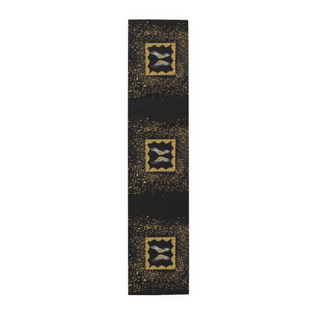 Golden Angel Table Runner (Black), Sizes: 16&quot; × 72&quot;, Material: Polyester