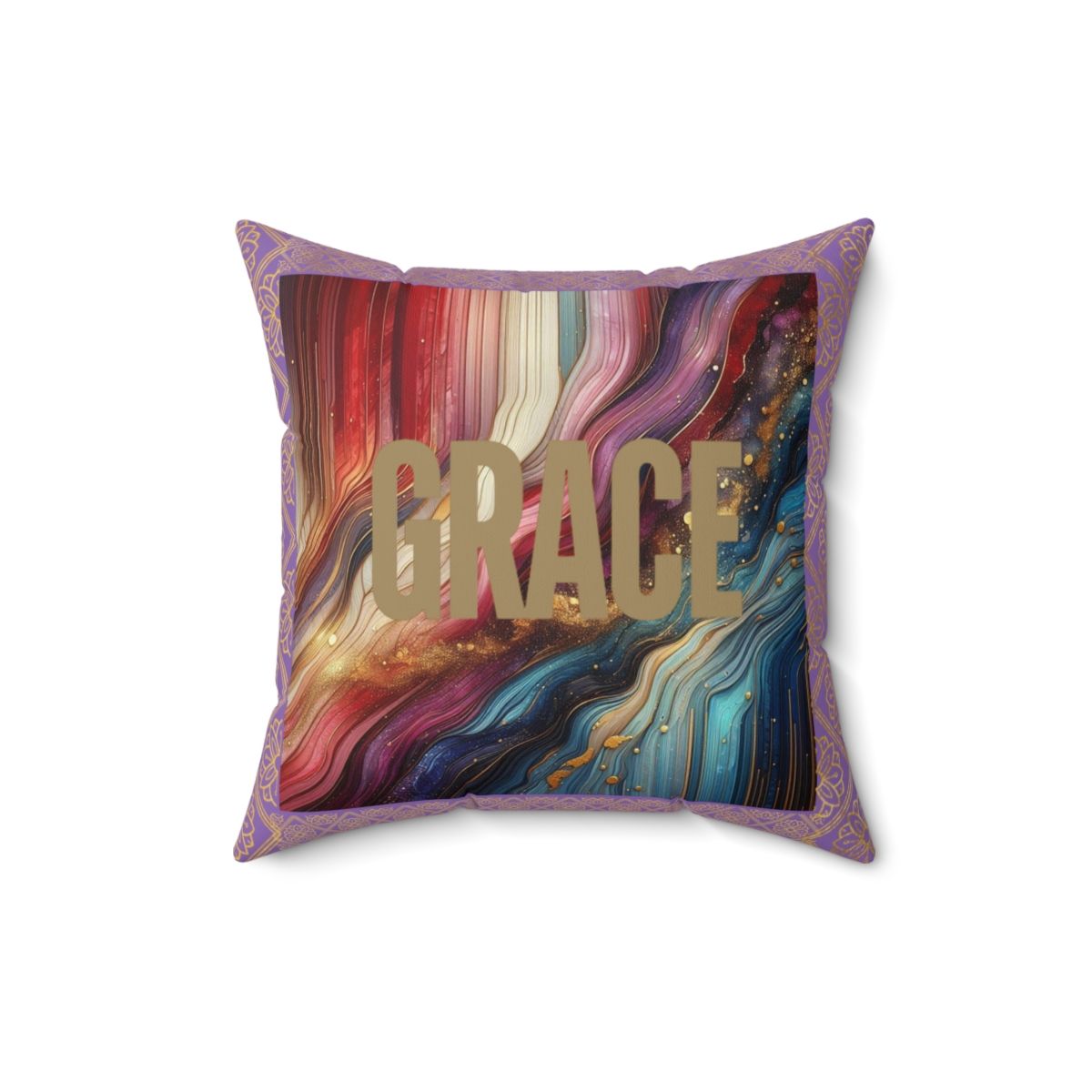 Grace Resin Spun Polyester Square Pillow(Multi Light Purple), Sizes: 16" × 16"