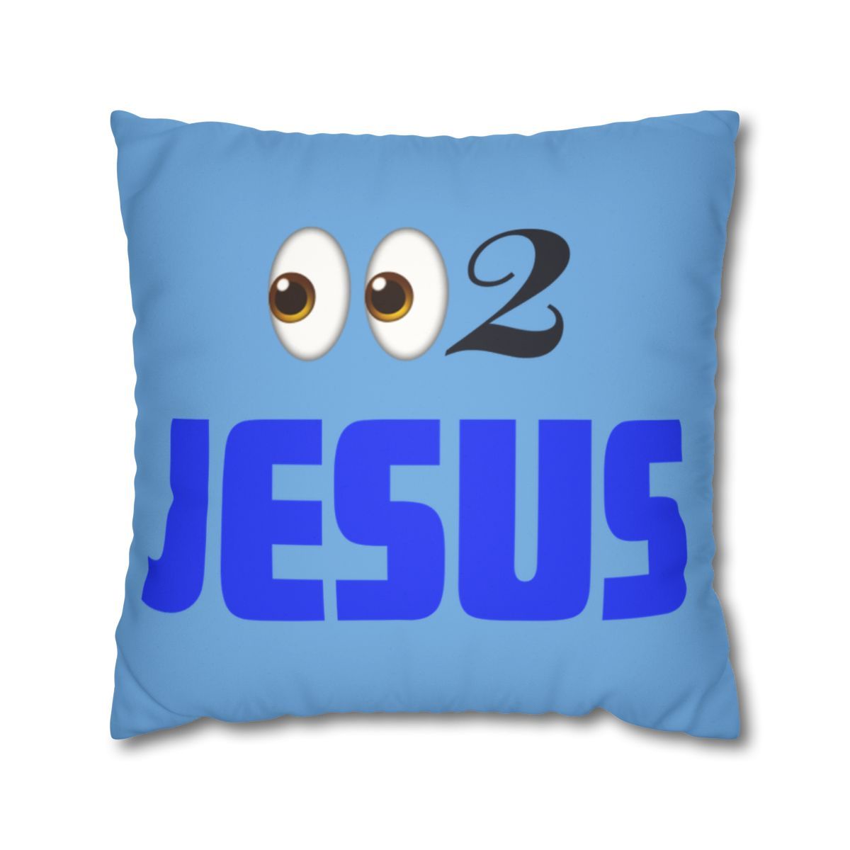 Look 2 Jesus Faux Suede Square Pillowcase (Light Blue), Sizes: 20" × 20"