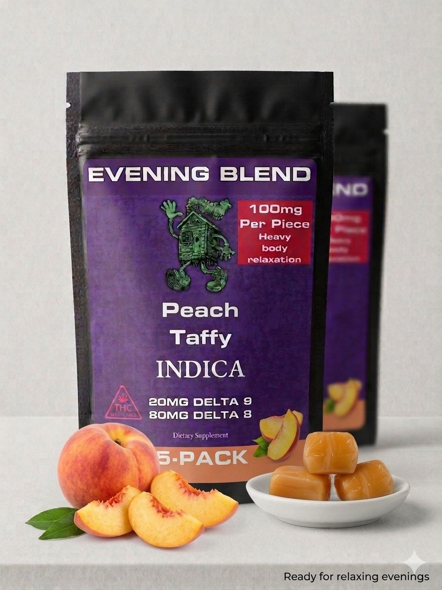 100mg Evening Blend - Peach Taffy - (5 Pack Bag)