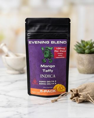 EVENING Blend - 100mg (20/80) - Mango Taffy - (5 Pack Bag)