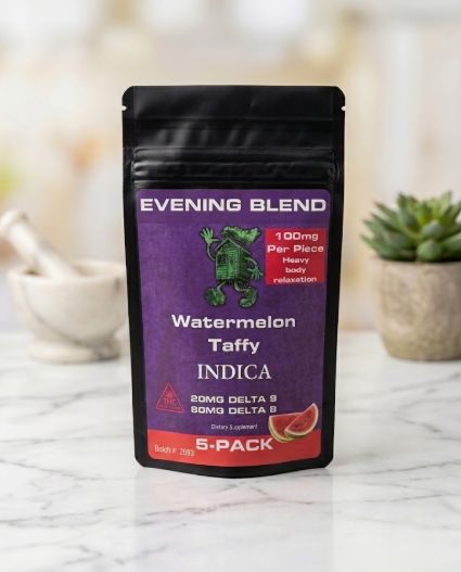 EVENING Blend - 100mg (20/80) - Watermelon Taffy - (5 Pack Bag)
