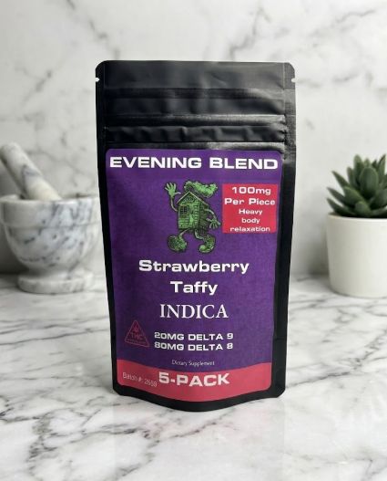 EVENING Blend - 100mg (20/80) - Strawberry Taffy - (5 Pack Bag)