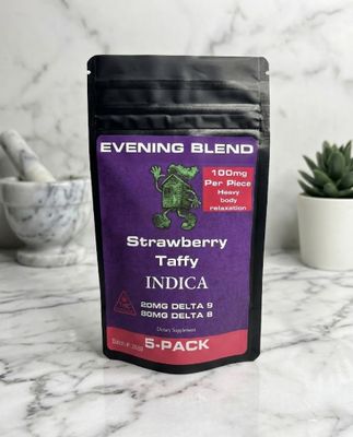 EVENING Blend - 100mg (20/80) - Strawberry Taffy - (5 Pack Bag)