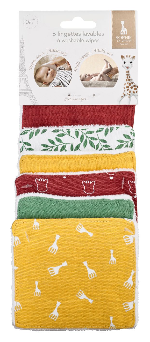Sophie de giraf set met 6 wasbare doekjes