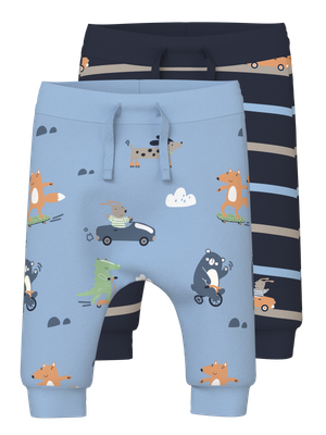 NAME IT 2 pack sweatpants - Cerulean Animals in motion
