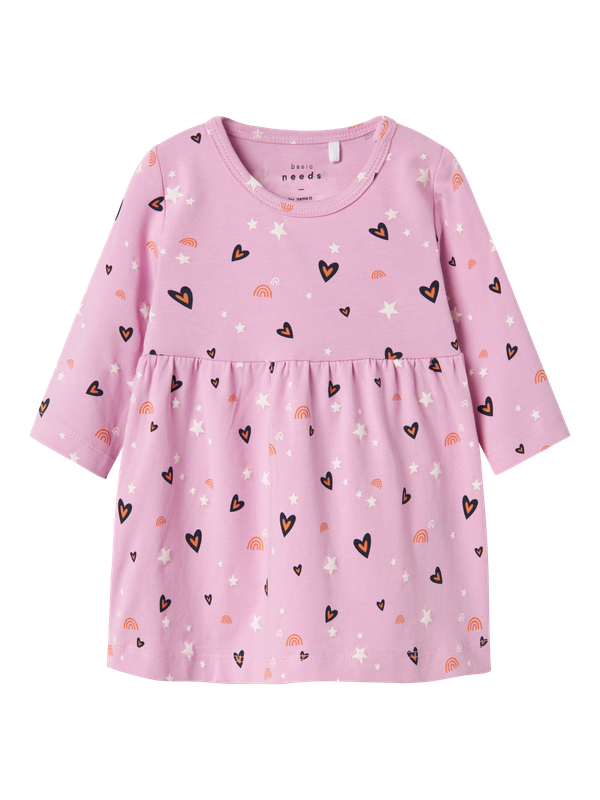 NAME IT Lange mouwen jurk - Pastel Lavender Hearts