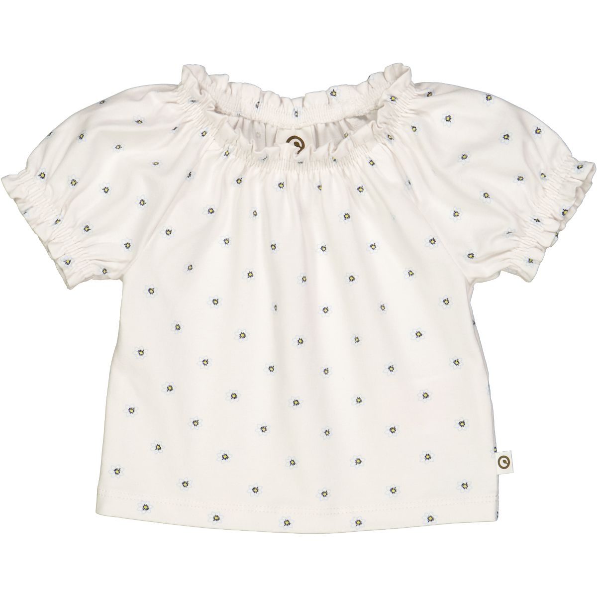 Müsli T-shirt met pofmouw bloemen - Balsam cream