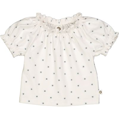 Müsli T-shirt met pofmouw bloemen - Balsam cream