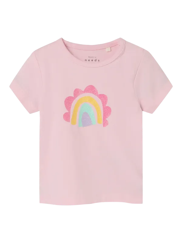 NAME IT T-shirt - Parfait Pink Rainbow